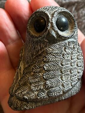 Vintage Soapstone Owl Sculpture by Edmund Wolf Design